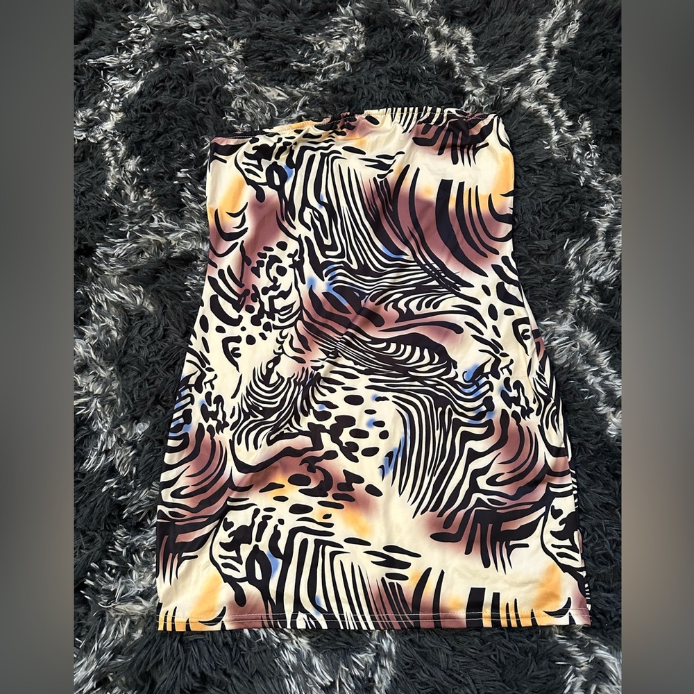 Animal Print Tube Bodycon Mini Dress